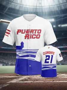 #21 Puerto Rico Gold Glove Men's Baseball Jersey, Sports Top, Pittsburgh Baseball Jersey, Faith and Baseball, Game-Ready Fit, Soft, Comfortable, Breathable, The Perfect Gift for Baseball Fans