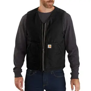 Carhartt Men's Washed Duck Sherpa-Lined Waistcoat, Menswear Cotton Tops, with Pockets and Adjustable Hem