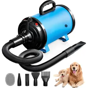 Dryer  Blower High Velocity for , Blow 3800W/5.2HP for Large Dogs Sechoir Pour Chien with Stepless Adjustable Speed, 4 Different Nozzles and  Brush,Blue