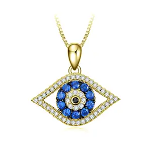 SOULMEET Evil Eye Pendant Necklace 925 Sterling Silver Greek Jewelry for Women