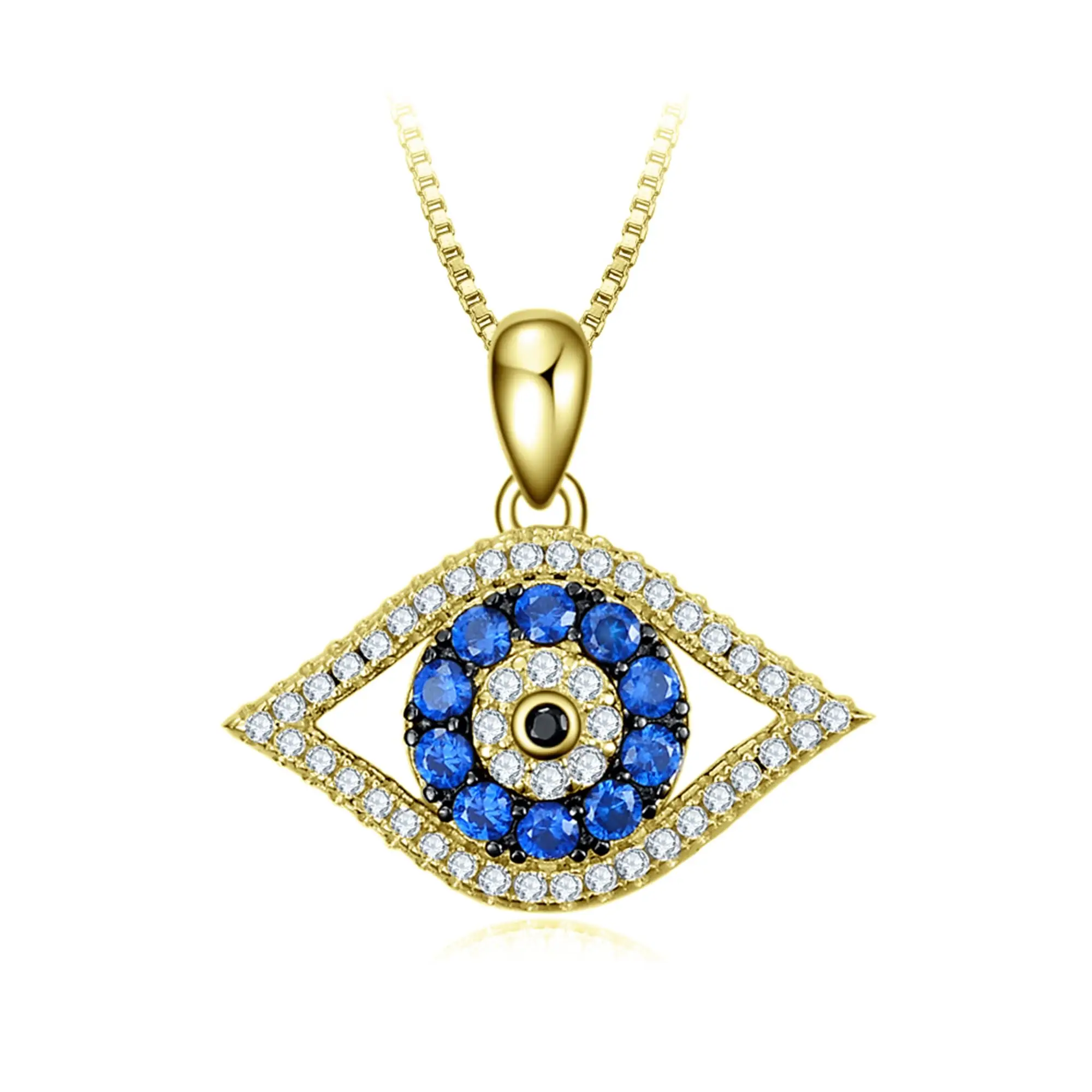 SOULMEET Evil Eye Pendant Necklace 925 Sterling Silver Greek Jewelry for Women