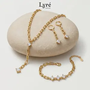 Vivienne Crystal Drop Necklace Set | U-Link Chain | NCK007
