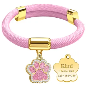 Personalized Breakaway Cat Collar with Magnetic Quick-Release Buckle, Custom-Engraved Name Tag (Pure Pink) – Refer to Figure 2 for Custom Rules or Contact Customer Service Directly