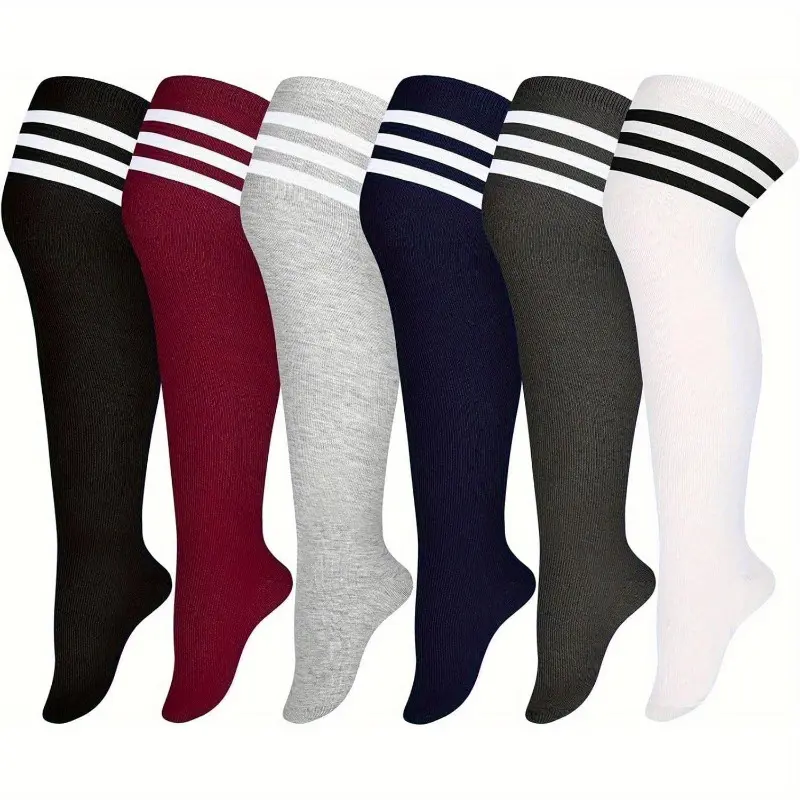6 Pairs of Four Season Plus Size Random Knee Length Stockings for Women's Warm Stockings, Enlarged, Widened, and Fattened Comfortable Calf Socks, Knee Length Socks L-XXL