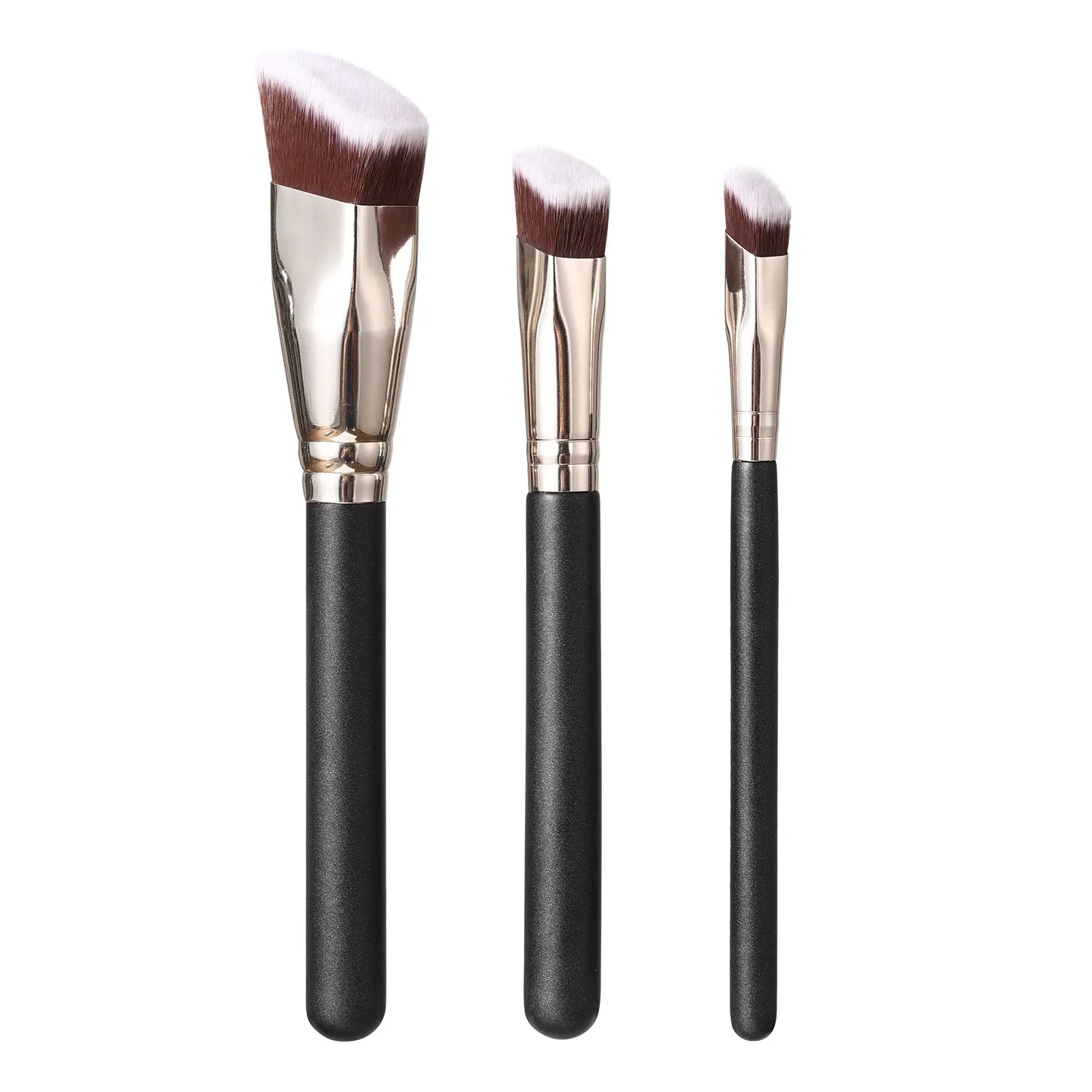 3-Piece Angled Square Foundation Concealer Brush Set, Professional Soft Synthetic Hair Makeup Brushes, Suitable for Liquid, Cream, Powder Products, Multifunctional Makeup Brushes, Cosmetic Brush Set, Complexion Brush Set, Makeup Tools Set