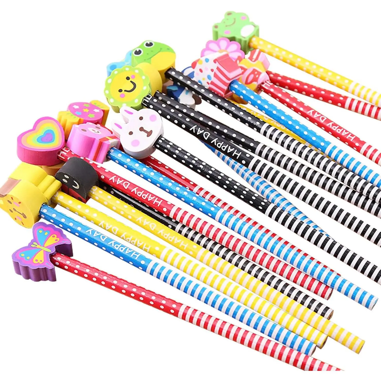 Cute Pencils for , Fun Pencil with Erasers Toppers, Woodcased #2 Pencils for School Classroom(12 Pack)