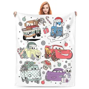 DISNEY CLASSIC Cars Christmas Blanket - Festive Holiday Design with Lightning McQueen, Mater & Friends - Soft Plush Throw Blanket for Kids and Pixar Fans - Perfect Gift