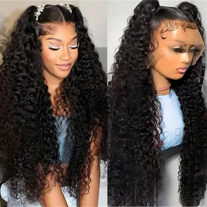 Bling Hair Deep Wave Frontal Wig 13x4 Transparent Lace Front Wig Real Hair 28 30 Inch Brazilian Wet And Wavy For Women