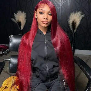 Burgundy 13x6 HD Lace Frontal Human Hair Wig 99J Blonde #613 Straight Lace Front Human Hair Wigs For Women Pre Plucked With Baby Hair