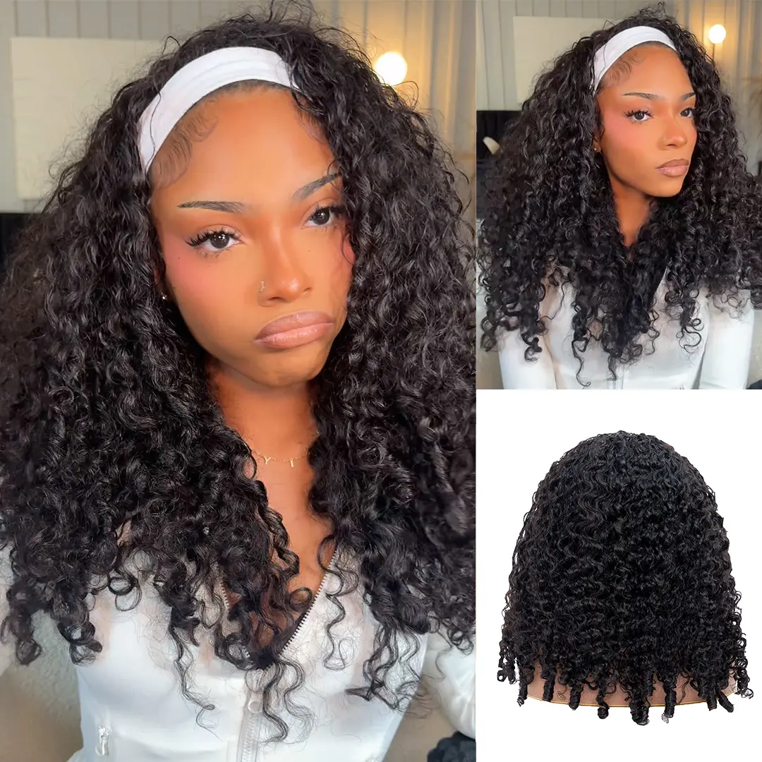 [Ashine] Fulani Braids Summer Must-Have style Burmese Curly Half Wig Glueless Human Hair Braids Quick Weave Seamless Blend Realistic Hairline