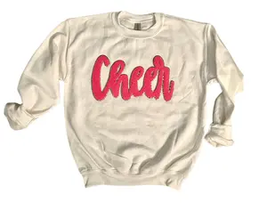 Cheer Sweatshirt for Adults & Youth - Unisex Hoodie with Ribbed Fabric, Long Sleeves, and Casual "Cheer" Graphic Design