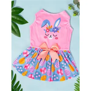 1pc Easter Print Pet Dress Small Medium Dog Holiday Dress Clothes