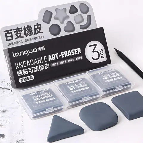Kneaded Eraser, 3 Pack, Grey, Kneaded Erasers for Artists, Art Eraser, Kneadable Erasers, Back to School Supplies, Art Materials, Desk Supplies