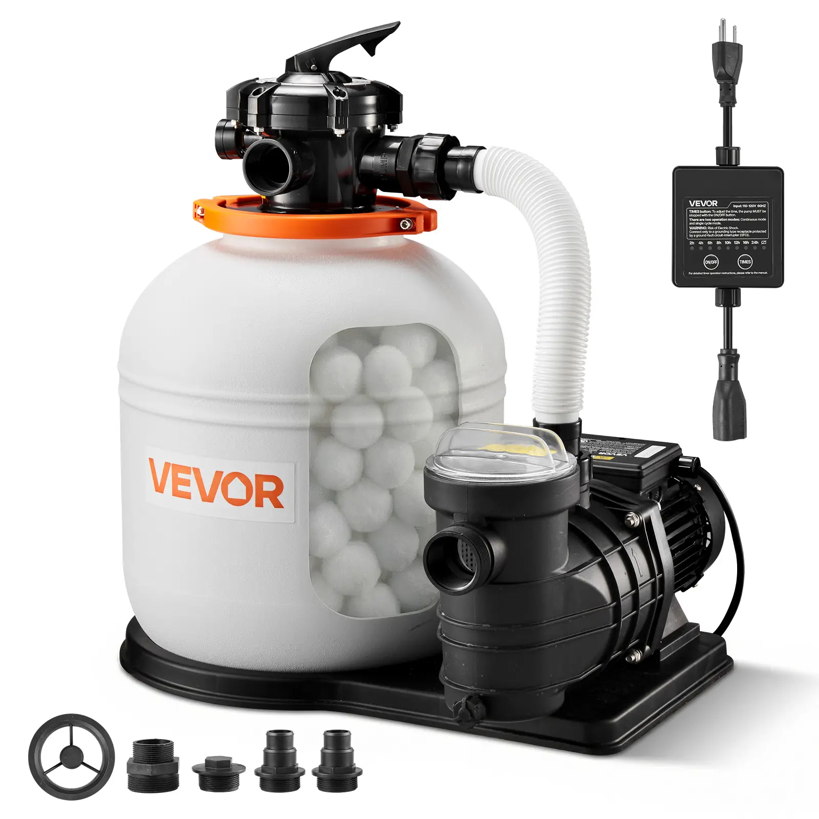 【SummerFinds】VEVOR FlashPure Sand Filter Pump, 16 in 1 HP 4400 GPH Pool Accessories for Above Ground Use, Timer-Equipped Filtration System, 6X Faster Flow, Pre-Installed Media, Leak-Resistant, Out-of-Box Ready, Pool Cleaning Filters,campingessentials,o