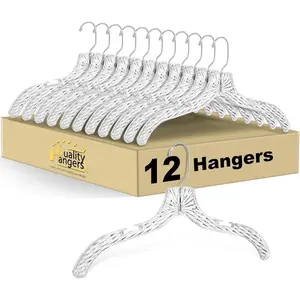 Clear plastic hangers 12 pack crystal cut hangers for clothes durable plastic hanger set invisible dress hangers for suits heavy duty hangers nonslip coat and shirt hangers