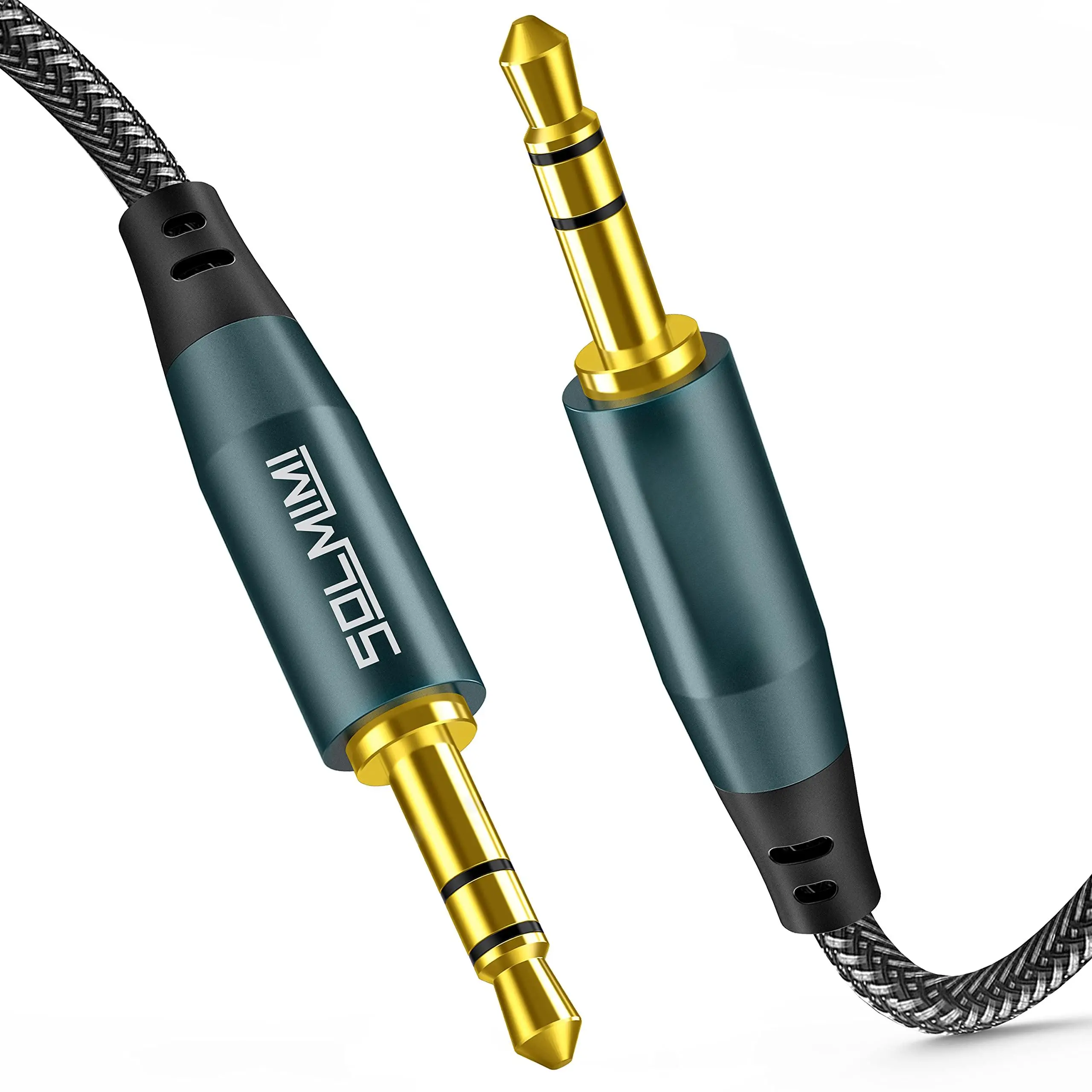 3.5mm Male To Stereo Audio Cable (4 Feet/1.2m) Strong Nylon Braided Trs Hi-fi Sound Aux Cord For Car  Headphones Speakers Smartphones Home Stereos - Green