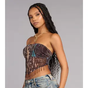 Late Night Plans Abstract Crop Top
