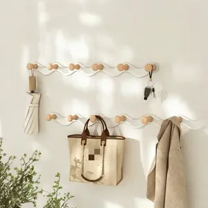 No-Drill Wall-Mounted Clothes Rack, Suitable for Entryway, Bedroom, Space Saving Organizer, Multiple Hooks, Hangs Clothes and Hats, Easy Installation, Multifunctional Organizer