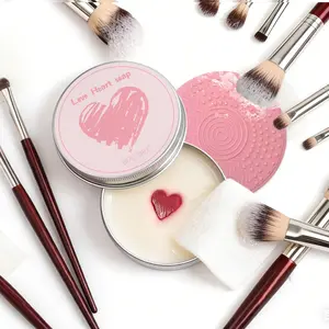 Makeup Brush Cleaner Soap with Silicone Cleaning Pad,Savon nettoyant pinceaux Solid brush cleaner100g
