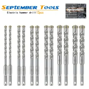 12-Piece Cross Alloy Drill Bits, Heavy-Duty Power Tool Accessories with Sandblasted Finish for Concrete Drilling, Wall Punching via Electric Impact Tools