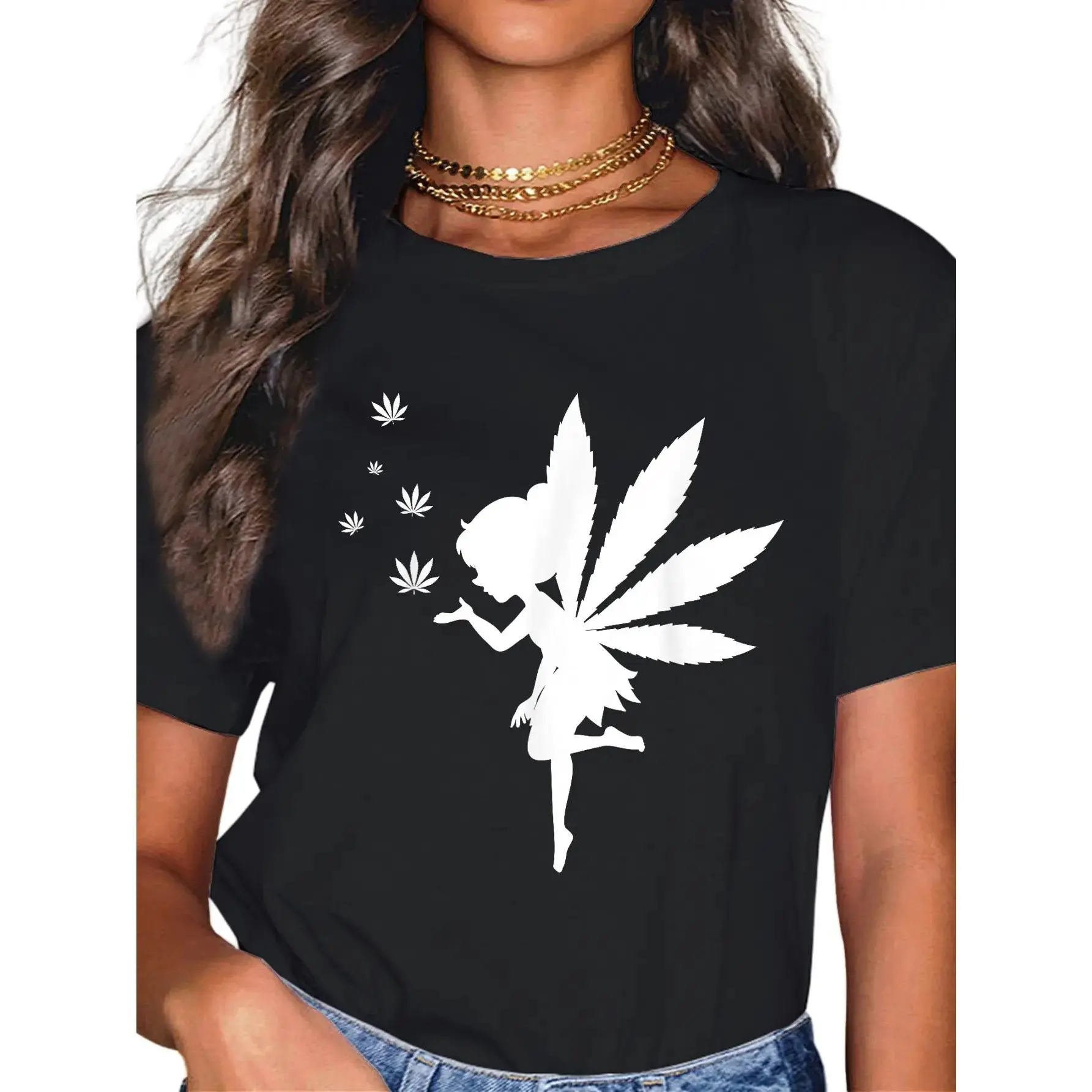 Cotton Weed Fairy Marijuana Fantasy Leaf Stoner Pot Smoker Cannabis T-Shirt