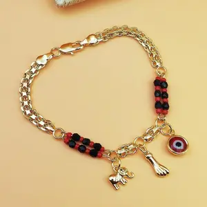 Plated Evil Eye Elephant Bracelet - Trendy Protection Jewelry for Women, Unique Gift for Various Occasions, Sleek Finish, 1 Piece