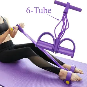 2026 Version Six-Tube Strength-Enhancing Multi-Function Pedal Pull Rope for Abdominal Yoga Fitness Silicone Resistance Bands Exercise training total