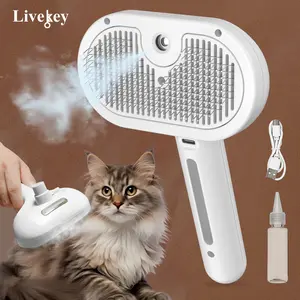 Steam Brush for Pets Long Short Haired, 3-in-1 Spray Dematting Comb with One-Button Clean, Grooming Tool for Small Animals