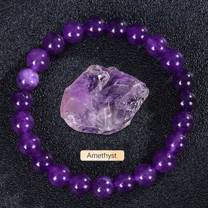 Unisex Natural Amethyst Crystal Energy Bracelet - Calming, Stress Relief, Sleep Support