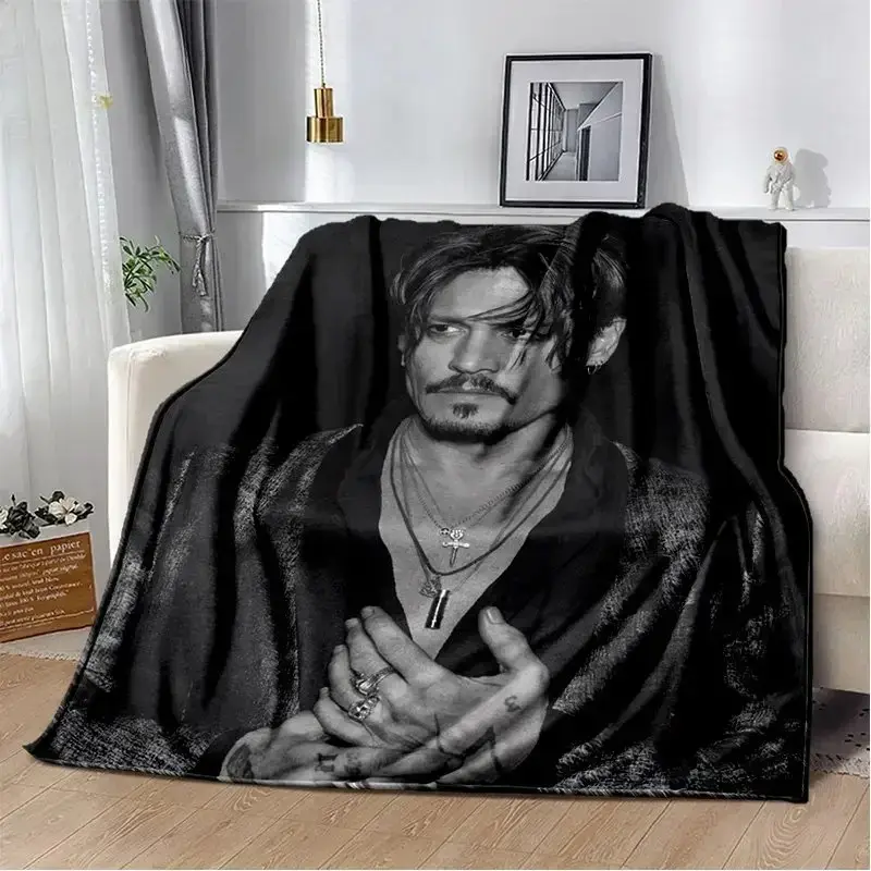 Johnny Depp Series Microfiber Poly Flannel Blanket - Soft Plush Throw, Fading Resistant, Wrinkle Resistant, All Seasons, 40in*30in/50x40in, for Living Room Decor, Home & Travel, Movie Night