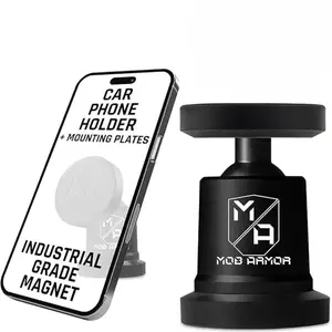 MobNetic Maxx Universal Magnetic Dashboard Phone Mount with Billet Aluminum Body & Dual 90lb Pull Force Magnets for Strong Secure Hold