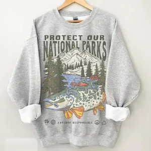 90s National Parks Unisex Sweatshirt, cozy Printify Choice pullover for women, perfect for hiking and camping with a relaxed aesthetic outdoor vibe.