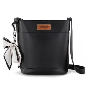 Wrangler Large Crossbody Purse for Women Cream Color with Scarves Attached Stylish Cross Body Bag