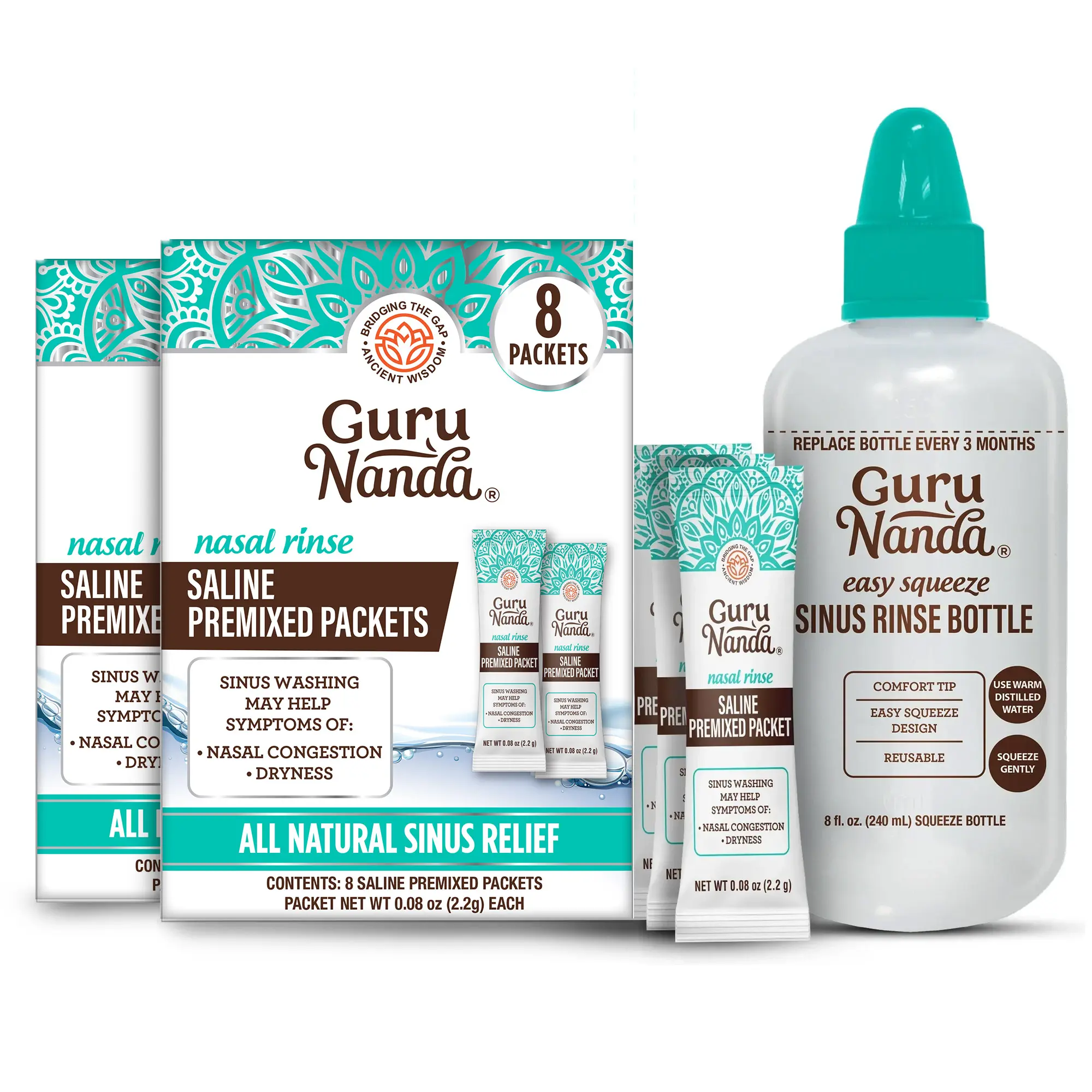 Sinus Rinse Bottle + 16 Saline Premixed Packets Sinus Rinse Bottle + 16 Saline Premixed Packets