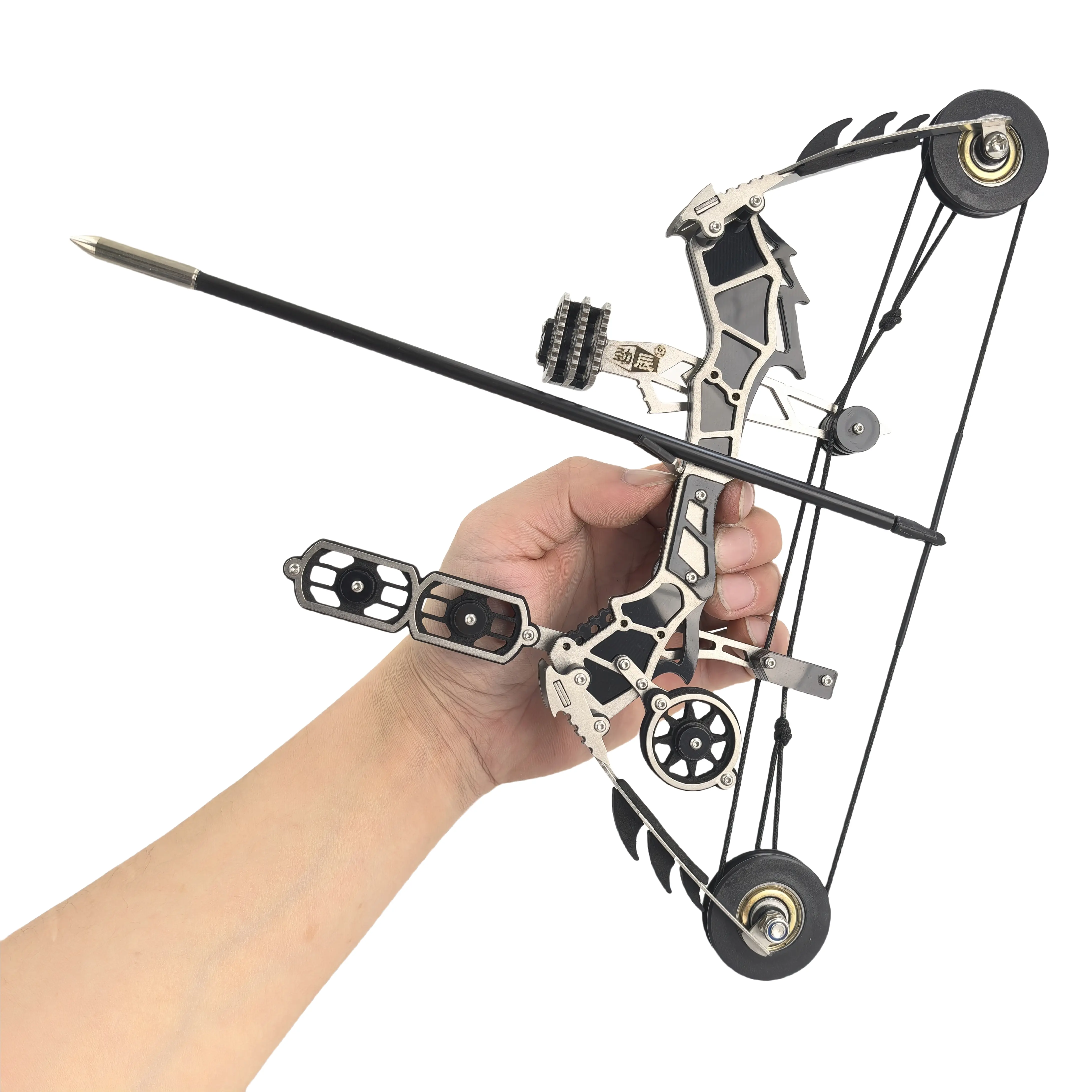 11-inch Stainless Steel Mini Compound Bow, Portable Archery Set for Outdoor Target Practice, Leisure Sports, Holiday Gift for Enthusiasts