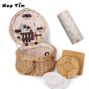 【Mother's Day Gift】Hap Tim Heart Wicker Picnic Basket for 2 Person Set with Blanket & Bamboo Plate & Cheese Board, Wedding, Couples Gifts#TikTokShopHolidayHaul