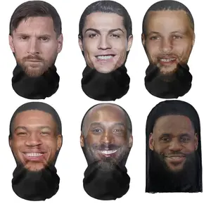 Goofy Printed Full Face Mesh Mask – Stretchy Cosplay Hood for Hip-Hop, Motorcycle Rides, Costume Parties & Festivals. High-Visibility, Breathable & Comfortable. Great for Pranks, Events, or Star-Themed Decor!