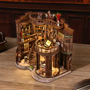 【Dreamy Book Hall】Wooden book nook diy kit for adults tiny builds home Vintage Abstract Renaissance Style,DIY Hut Hand-Assembled Toy House,3D Puzzle Wooden Shelf Decoration,Miniature Dollhouse Kit, Victorian Style Dollhouse,Gift Building Blocks Set