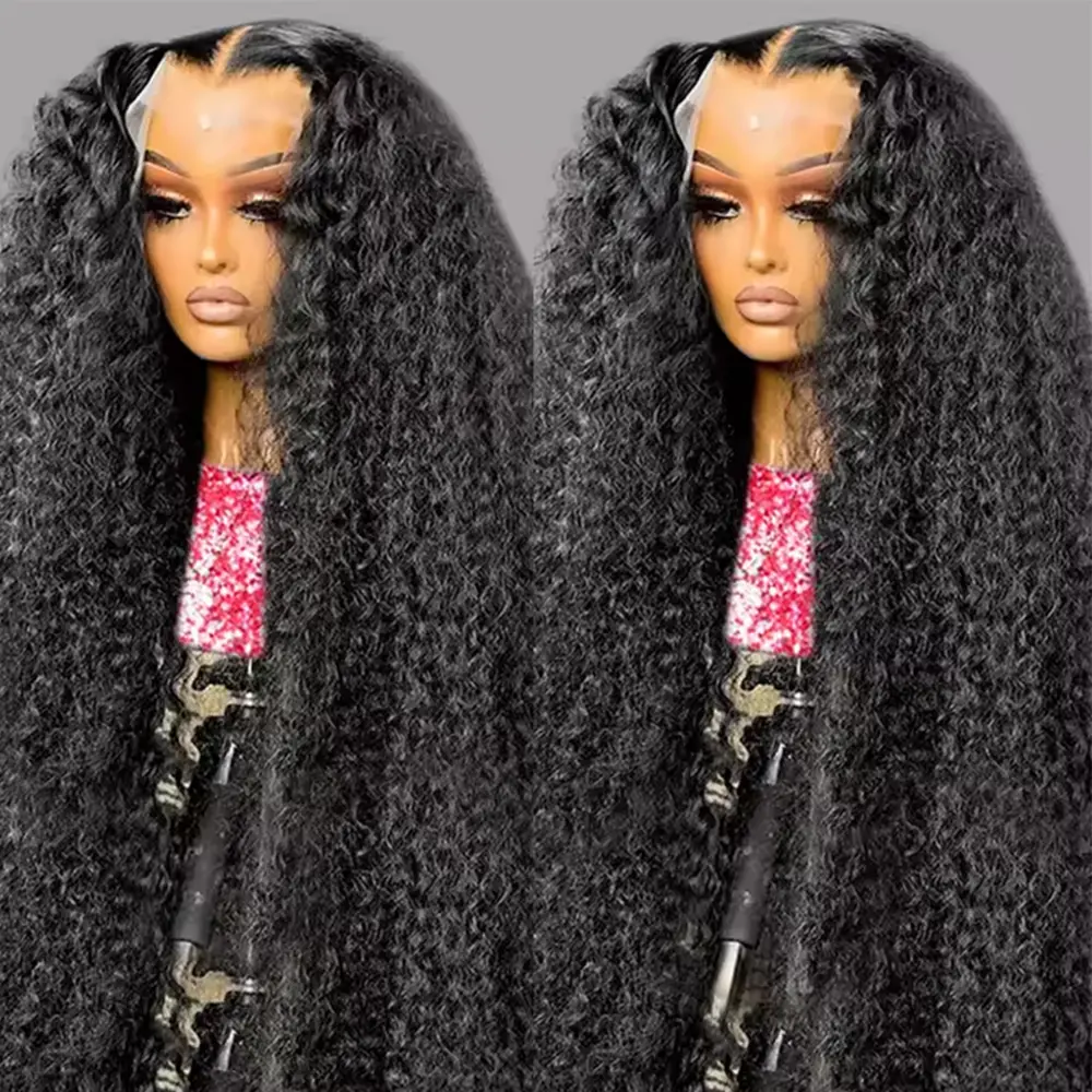 Bling Hair 30 36 Inch Deep Wave 13x6 Hd Transparent Lace Frontal Wig 180 Density 13x4 Kinky Curly Human Hair Wigs For Black Women Preplucked
