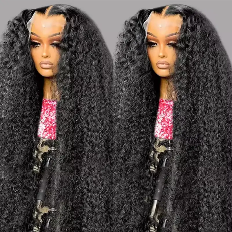 BLING HAIR Women's 13x4/13x6 HD Transparent Lace Front Human Hair Wig - Preplucked, 30-36 in, 180 Density, Deep Wave/Kinky Curls, Low Shedding, Volumizing Curly Option for Black Women