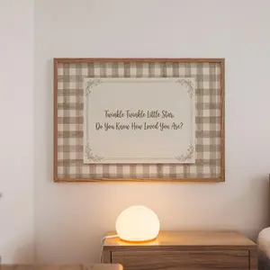 Twinkle Twinkle Little Star Print, Vintage Gingham Nursery Above Crib Decor, Newborn Baby Shower Gift