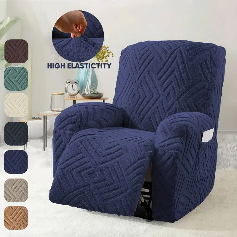 1-Seat Elastic Stretch Recliner Chair Slipcover - Breathable, Durable Fabric Single Sofa Cover with Hidden Bottom Elastic Bands, Nonslip Buckle-Free Cloth Fitted Couch Protector, Removable Washable Fabric-Covered for Living Room, Breathable Fabric Single