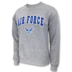 Armed Forces Gear Men's Air Force Arch Wings Crewneck Sweatshirt, Grey