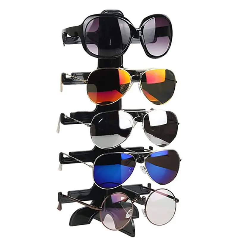 5 Pairs Glass Stand Sunglasses Display Storage Box, Eyeglass Frame Shelf Showcase Cabinet, Sunglasses Holder Organizer, Durable Material, Eyeglasses Storage