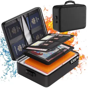 5200°F Document Organizer with Lock,Upgraded Heat Insulated Fireproof&Waterproof Box 8 Layers File Organizer,Portable Home Travel Safe Storage for Important Documents, Files and More
