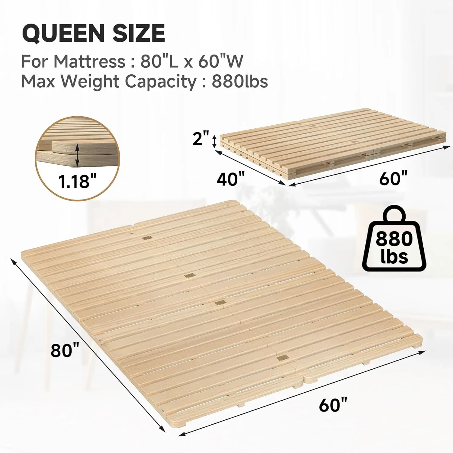 Queen: 80" x 60"