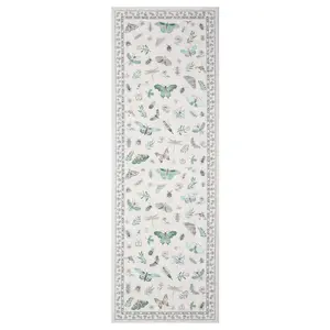 2 x 6 ft Polyester Beige Rectangular Hallway Entryway Bathroom Kitchen Summer Theme Modern Machine Washable Runner Rug