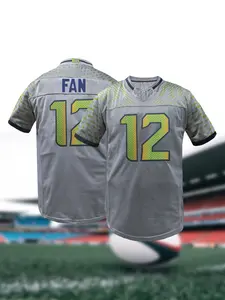 Men's Seattle Football Lightweight Jersey with Embroidered Name & Number - Breathable Loose Fit Unisex Design - 100% Polyester - Ideal for Training, Outdoor Activities, and Casual Wear - All Seasons