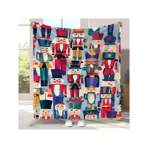 Vibrant Colorful Nutcracker Patterned Throw Blanket for Festive Home Decor