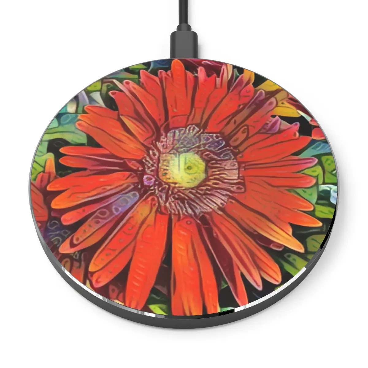 Beautiful Custom Gerbera Daisy Design Wireless Charger